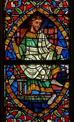 Window depicting a genealogical figure: Boaz