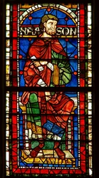 Window depicting a genealogical figure: Naason