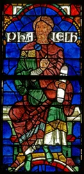 Window depicting a genealogical figure: Phalec