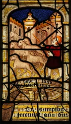 Window 5 depicting St Neots oxen are stolen
