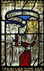 Window 6 depicting St George is led before the king