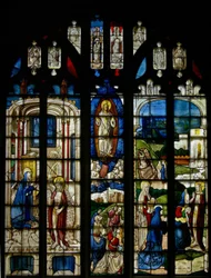 Window s3 depicting the Transfiguration and Resurrection scenes
