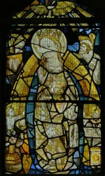 Window depicting the Virgin Mary (fragmentary but fine details)