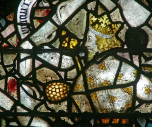 Window w16 depicting King Jeconiah on the Tree of Jesse