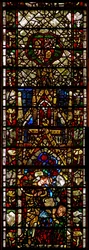 Window w42 depicting a scene from the life of St Catherine: the philosophers are put to death