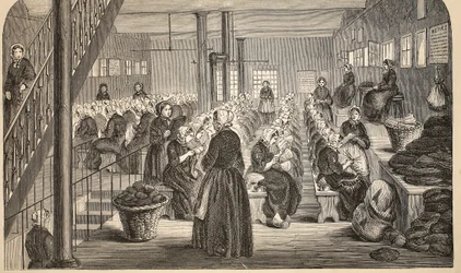 Work-room, on the Silent System, at the House of Correction, Tothill Fields, illustration from The Criminal Prisons of London and Scenes from Prison Life by Henry Mayhew and John Binny, pub. 1862
