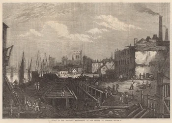 Works of the southern Embankment of the Thames at Lambeth