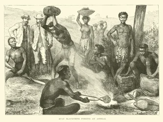 Zulu Blacksmith Forging an Assegai