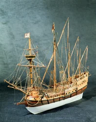 Rigged model of a Portuguese caravela from c.1535