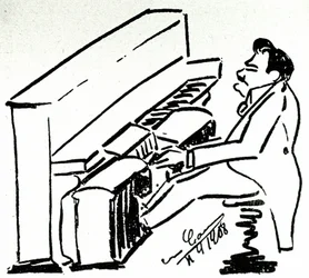 Autocaricature of lyrical singer Enrico Caruso in the pianola