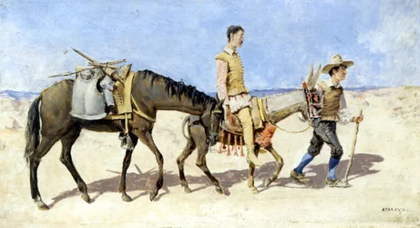 Don Quixote and Sancho Panza. Painting by Atalaya