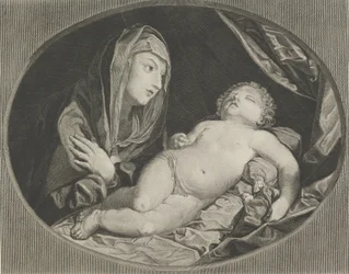 The Virgin with arms crossed over her chest looking at the sleeping infant Christ, 1770-1834