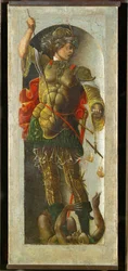 Saint Michael, column from an altar for Saint Vincent Ferrier, painted for Bologna by Francesco Cossa