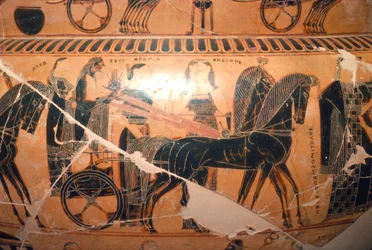 Zeus and Hera in a Chariot with Kaliope (detail)