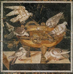 Birds Drinking from a Bowl, Mosaic from Pompeii, Italy