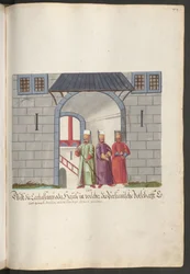 Building of the Persian Embassy, with three doorkeepers