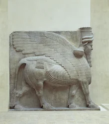 Bull with Wings, Human Face and Tiara