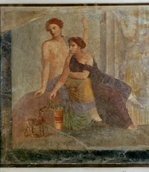 Fragment of a mural from Pompeii: mystic scene