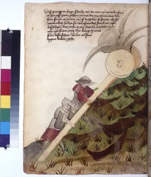 Chariot with Armed Iron Head Pushed by Two Soldiers in Armour, c.1430