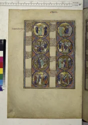 Eight medallions enclosing miniatures and accompanied by text, c.1225-1250
