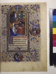 Full page: framed miniature, with text and initial below