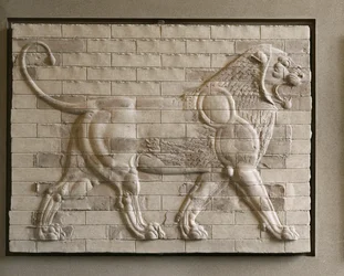 Lion, Coloured Glazed Tiles, from the East-Courtyard, Palace in Susa, Iran. 6th-4th BCE, Achaemenid Period