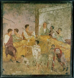 People eating and drinking