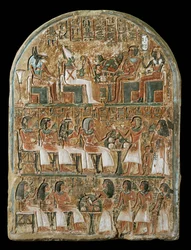 Stele with the family of Arinefer, from his tomb-chapel in Deir el-Medina