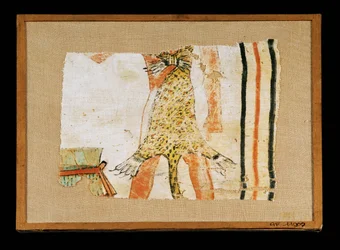 The painted piece of linen shows a figure in Priest