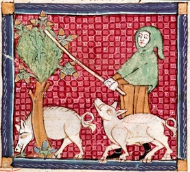 September: Pigs Eating Acorns from 