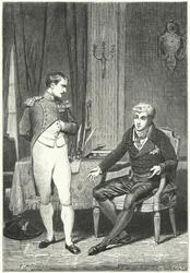 Discussion between Napoleon and Metternich at Dresden