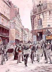 Newsvendors in Streets of Paris in 1893, Engraving