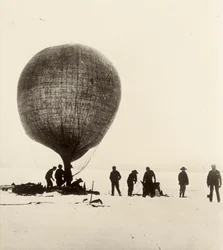 A View of the Cow-Gut Balloon Being Inflated with Hydrogen on the Ice. From Album by Sir Ernest Henry Shackleton Entitled National Antarctic Expedition (1901-1903)