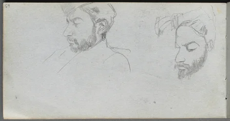 Sketchbook, Page 65: Study of Faces in Profile