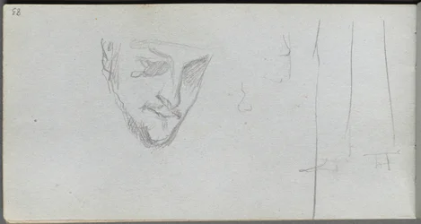 Sketchbook, page 83: Study of a Face, Legs