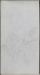 Sketchbook, page 90: Study of Horses, Profiles
