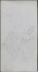 Sketchbook, Page 90: Study of Horses, Profiles