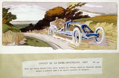 Circuit de la Seine-Inférieure, Szisz by car Renault Frères, came first in the stands, second in the general classification, losing 1st place only six minutes from the winner