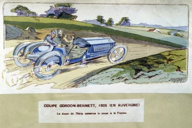 Racing: the Gordon Bennett Cup in 1905 - drawing by Ernest Montaut (1878-1909)