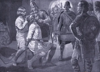 Ceowulf, King of Northumbria, being forcibly shorn AD731