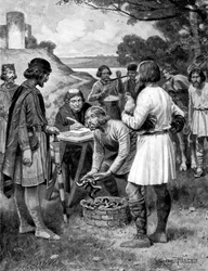 Paying rent in Saxon times, c1920