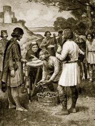Paying rent in Saxon times, illustration from 