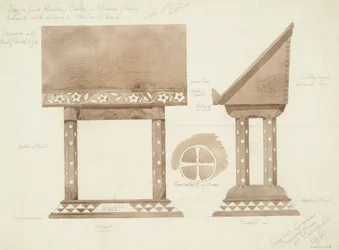Design for Reading Desk in Brown Ebony, inlaid with Silver and Mother of Pearl