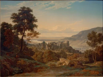 Heidelberg, Castle and City from the East with a View of the Rhine Plain