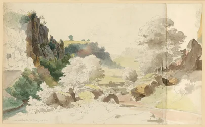 Landscape with Rock Formation and Trees near Civita Castellana