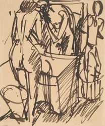 Nude with a Mirror, Standing Before a Washstand, 1908-1910