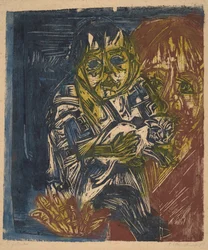 Woman with a Child and a Cat