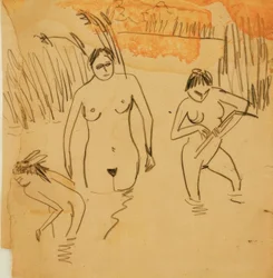 Bathing at the Moritzburg Ponds (left Fränzi)