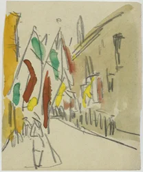 Flagged Houses on Schlossstrasse in Dresden