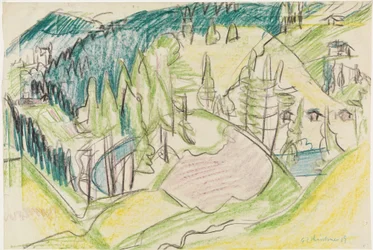 Mountain Landscape with Fir Trees
